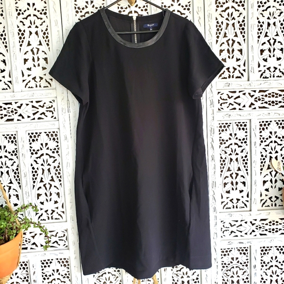 Madewell Dresses & Skirts - Madewell Leather Trim Collar Mini Dress in Black